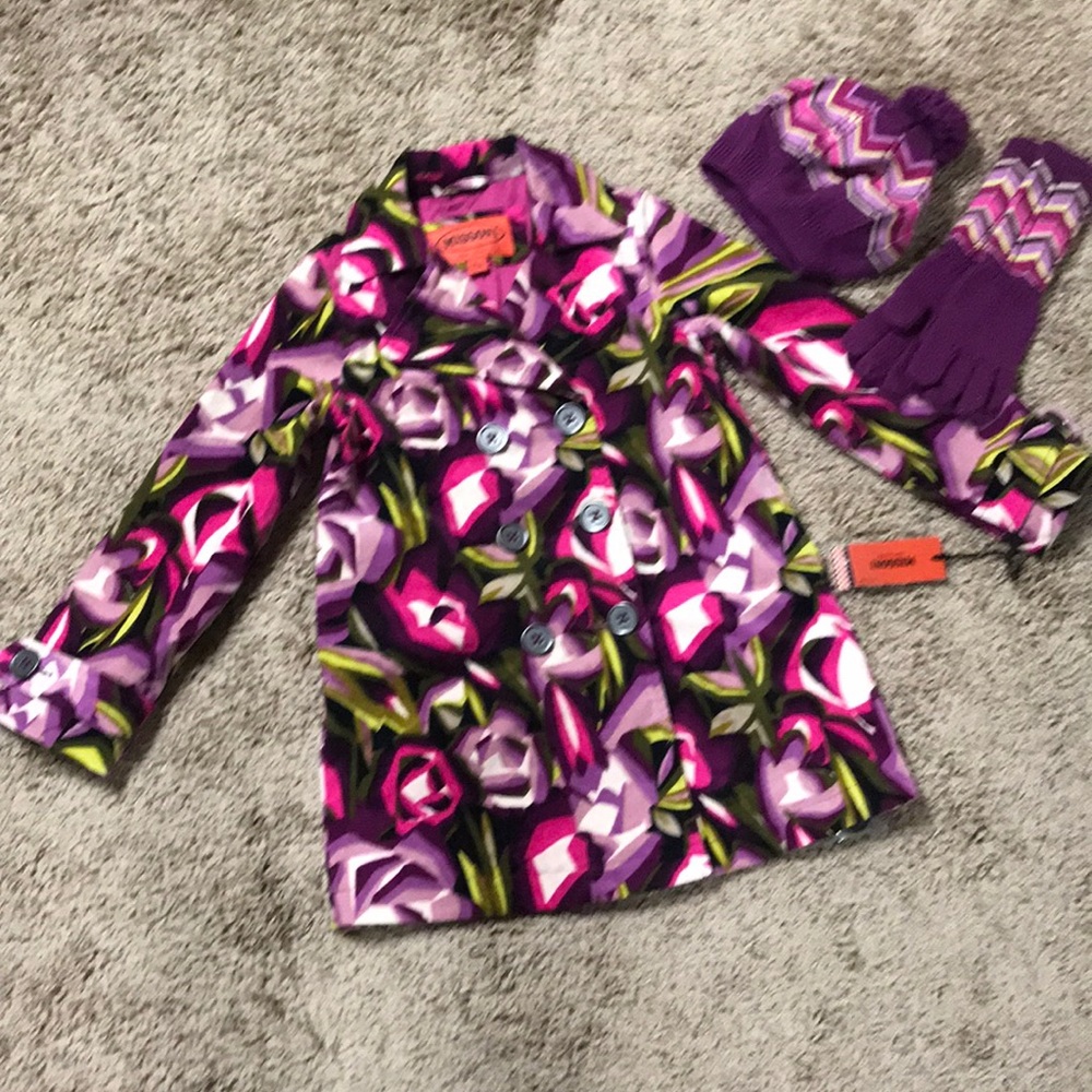 girls missoni jacket, beanie hat and gloves